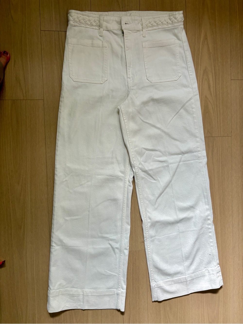 H&M White High-Rise Wide-Leg Jeans